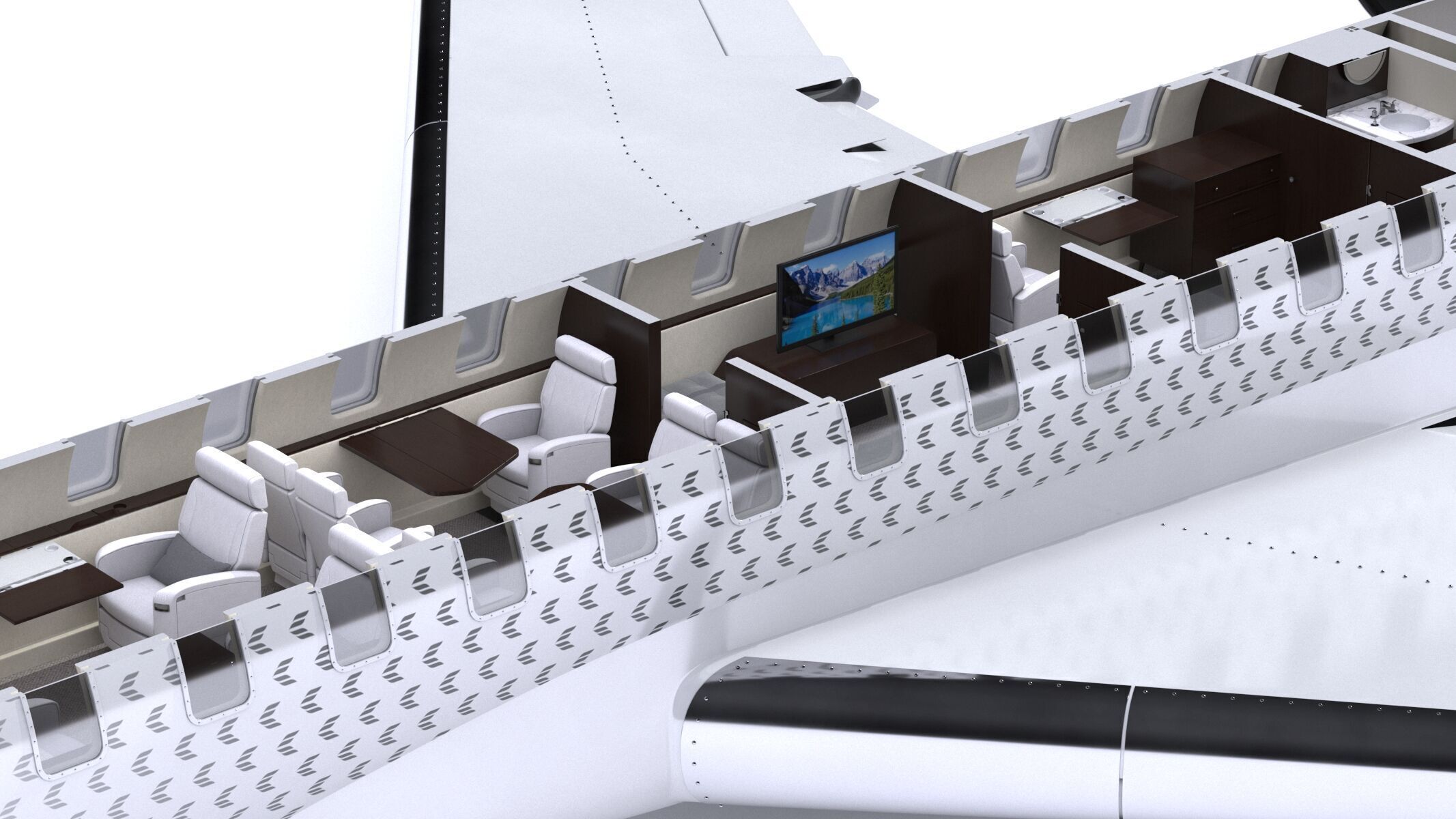 Bombardier Global 7500 Business Jet Full Cockpit and Interior 3D model_11