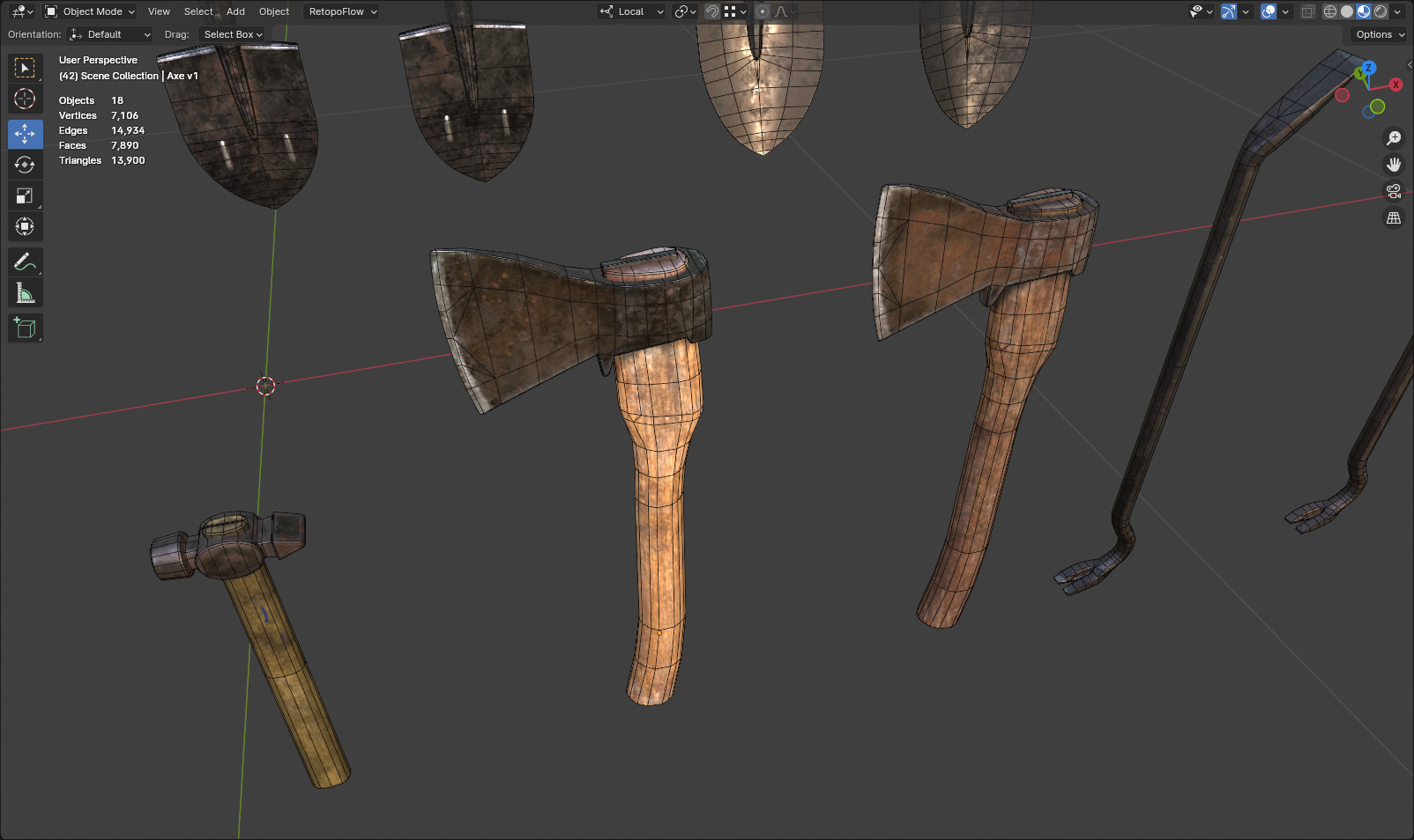 Old Tools Pack set Game-Ready PBR Models Low-poly 3D model_4