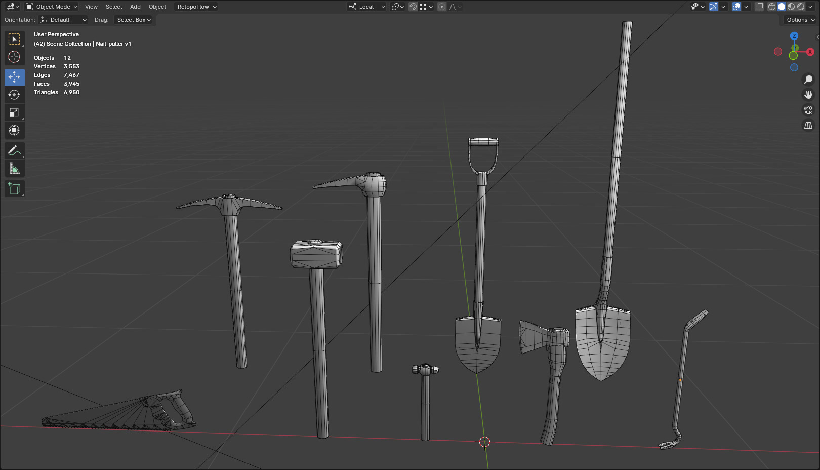 Old Tools Pack set Game-Ready PBR Models Low-poly 3D model_5