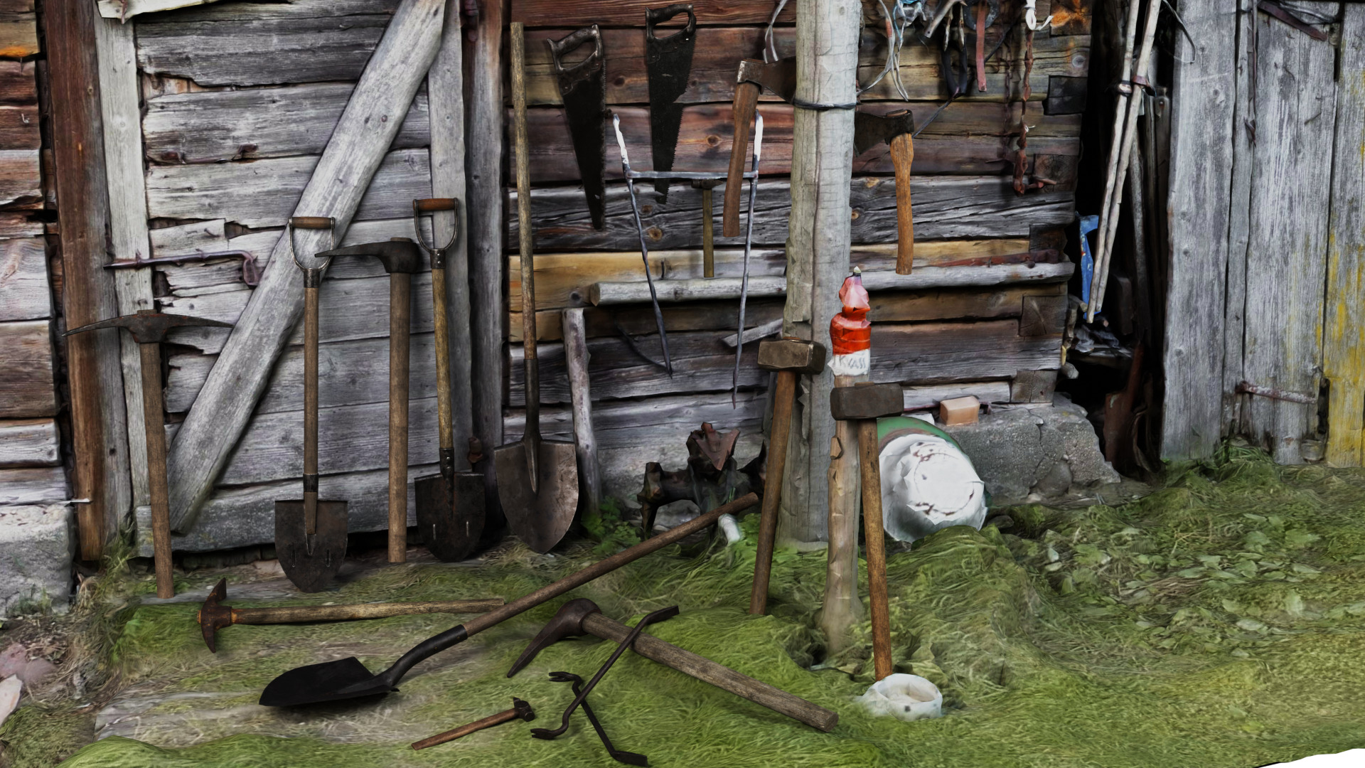 Old Tools Pack set Game-Ready PBR Models Low-poly 3D model_2