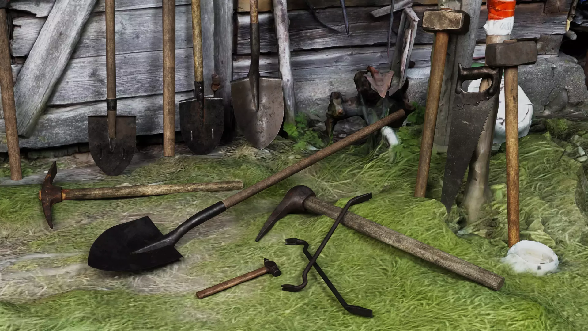 Old Tools Pack set Game-Ready PBR Models Low-poly 3D model_0
