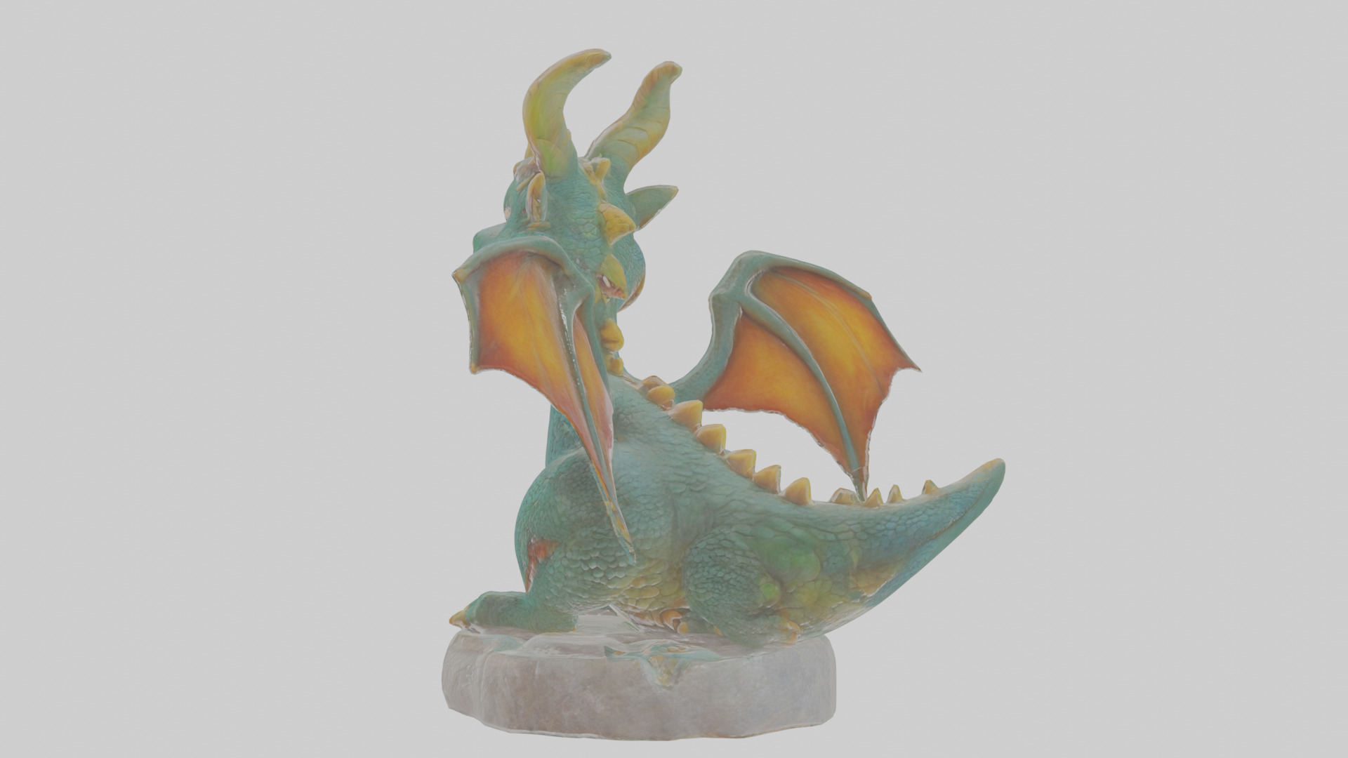 Cartoon Dragon Statue Low-poly 3D model_3
