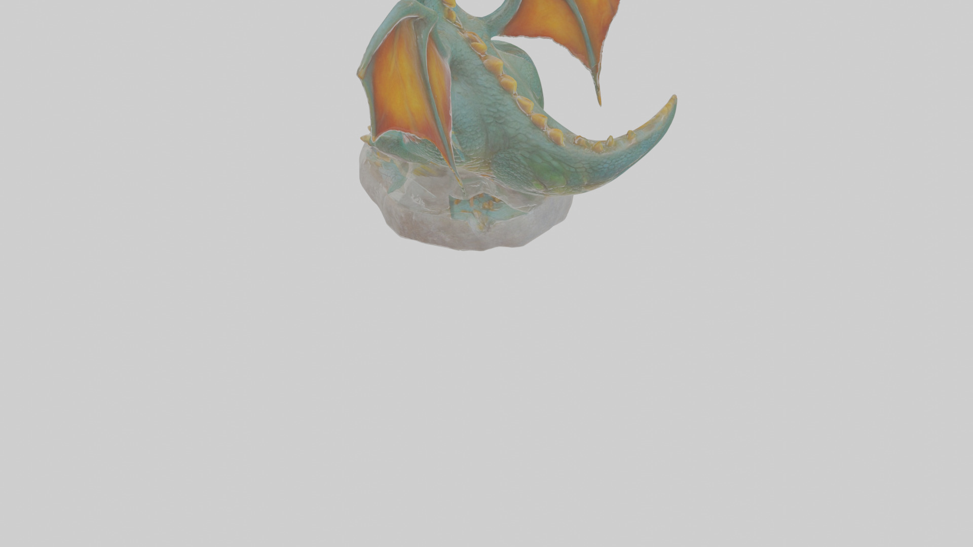 Cartoon Dragon Statue Low-poly 3D model_6