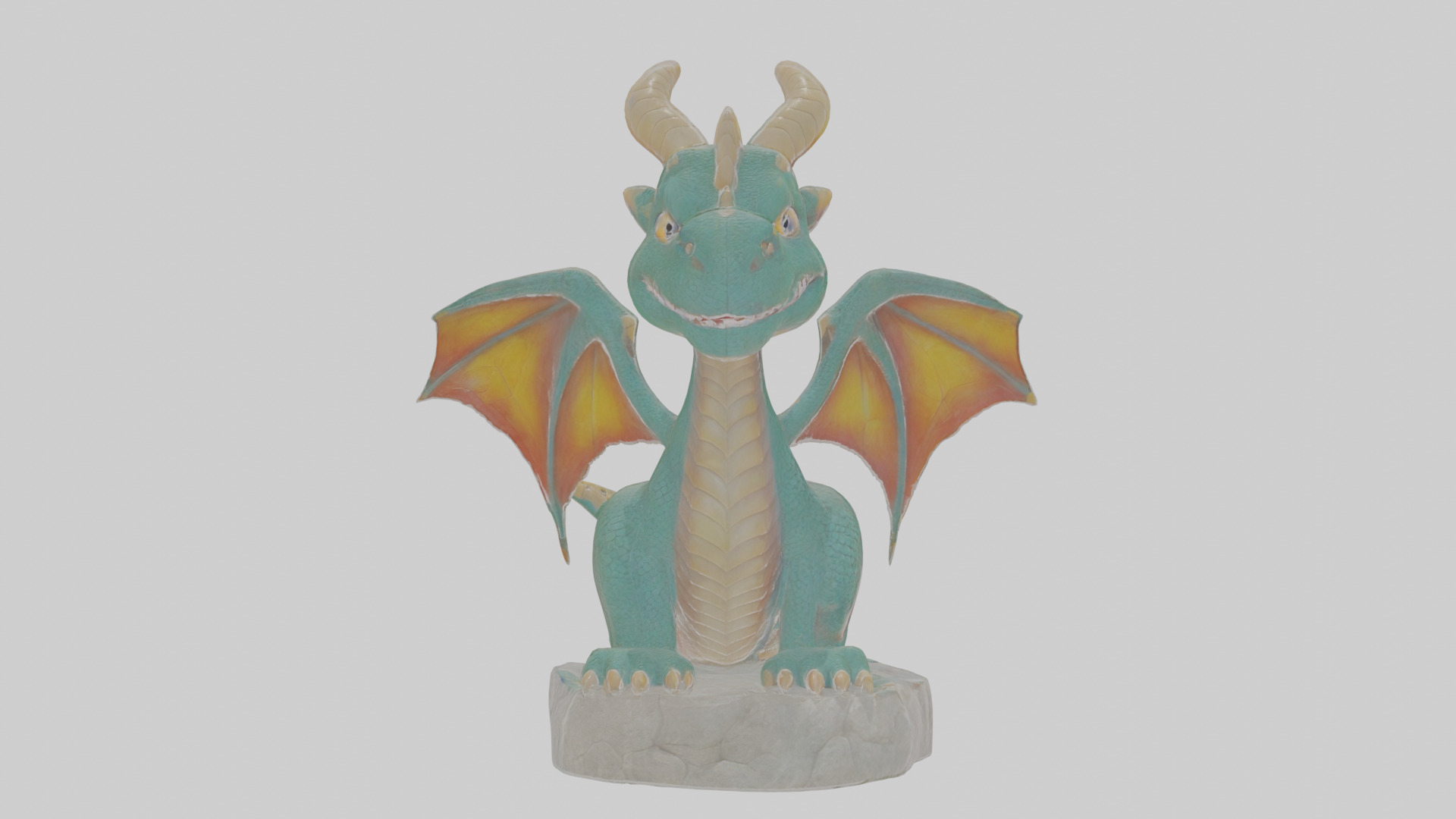 Cartoon Dragon Statue Low-poly 3D model_16
