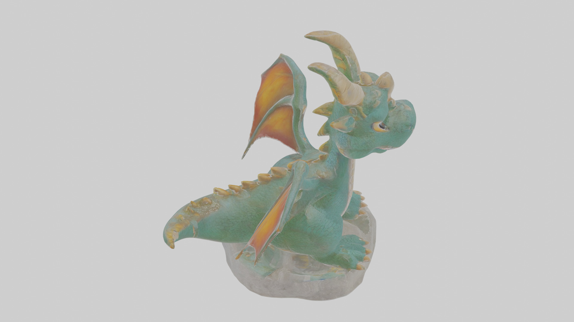 Cartoon Dragon Statue Low-poly 3D model_28