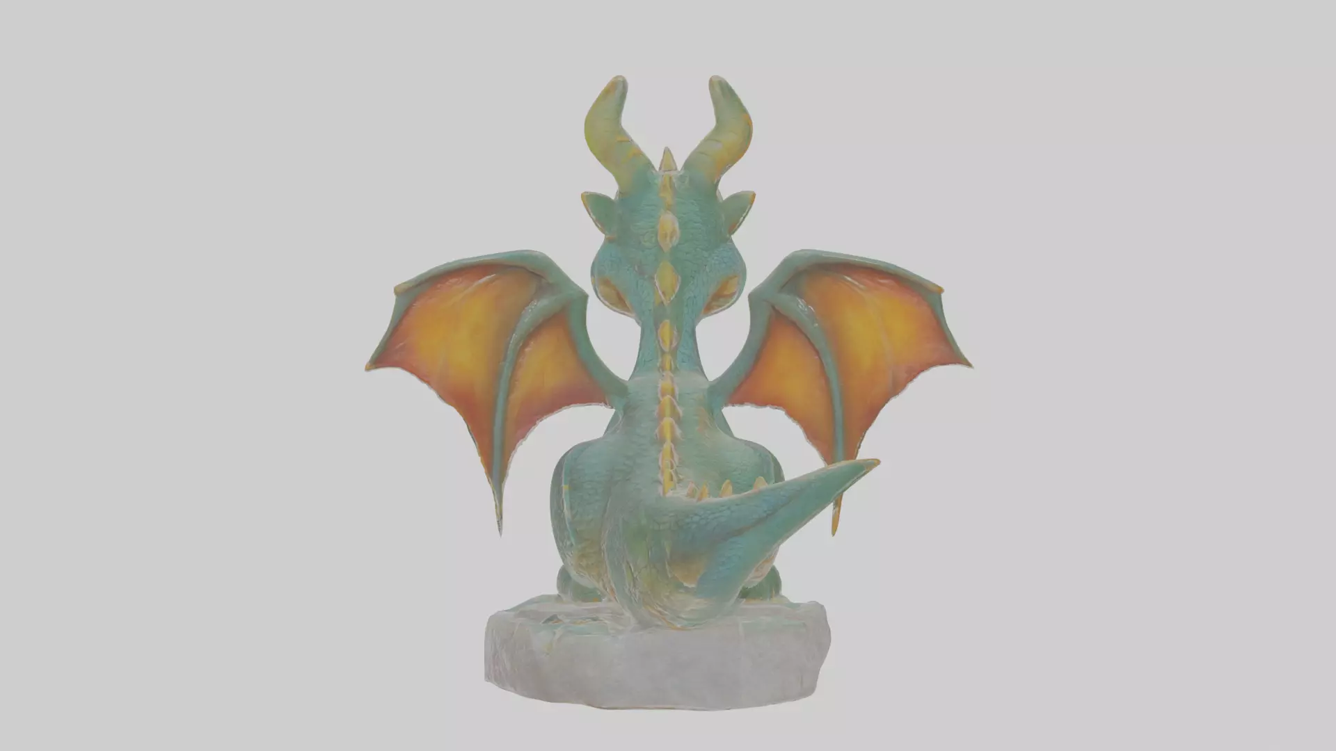 Cartoon Dragon Statue Low-poly 3D model_0
