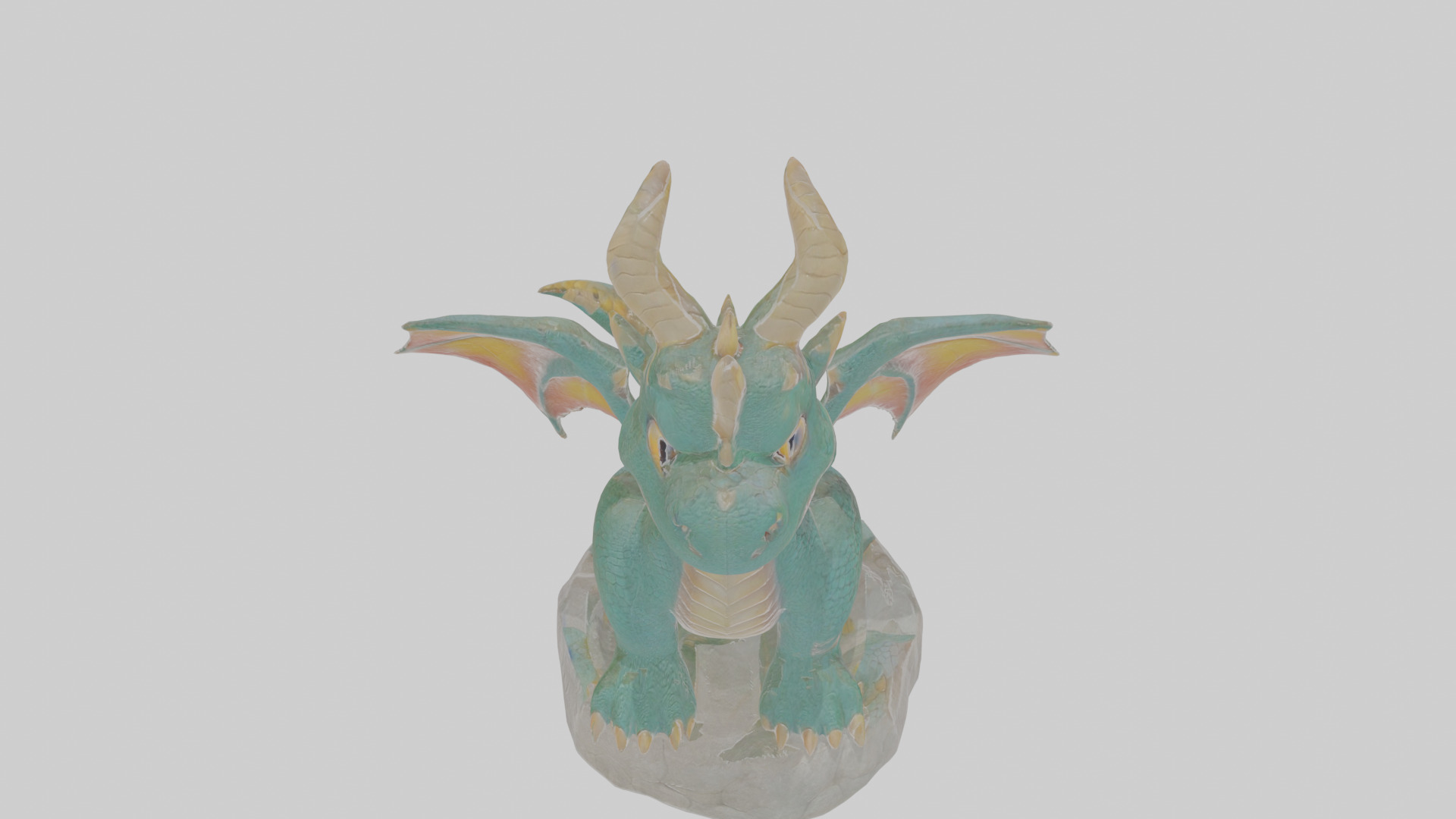Cartoon Dragon Statue Low-poly 3D model_25