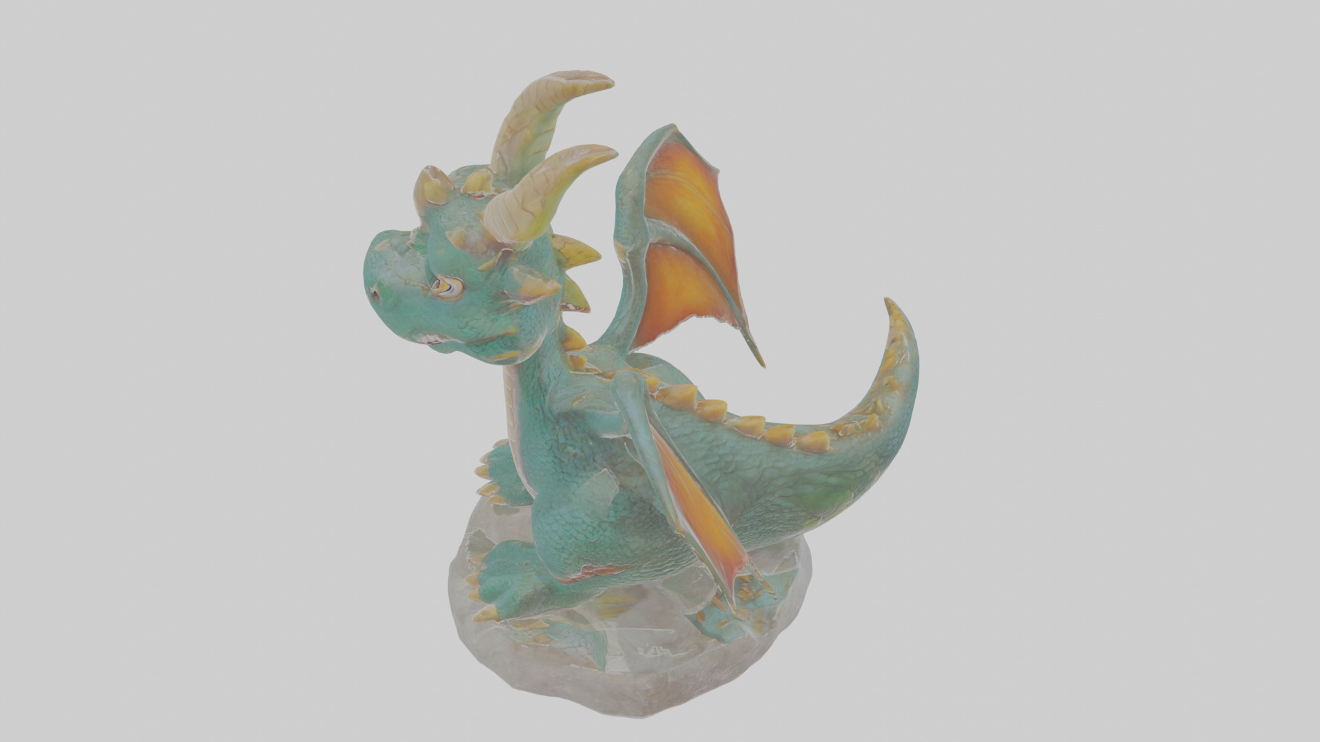 Cartoon Dragon Statue Low-poly 3D model_27