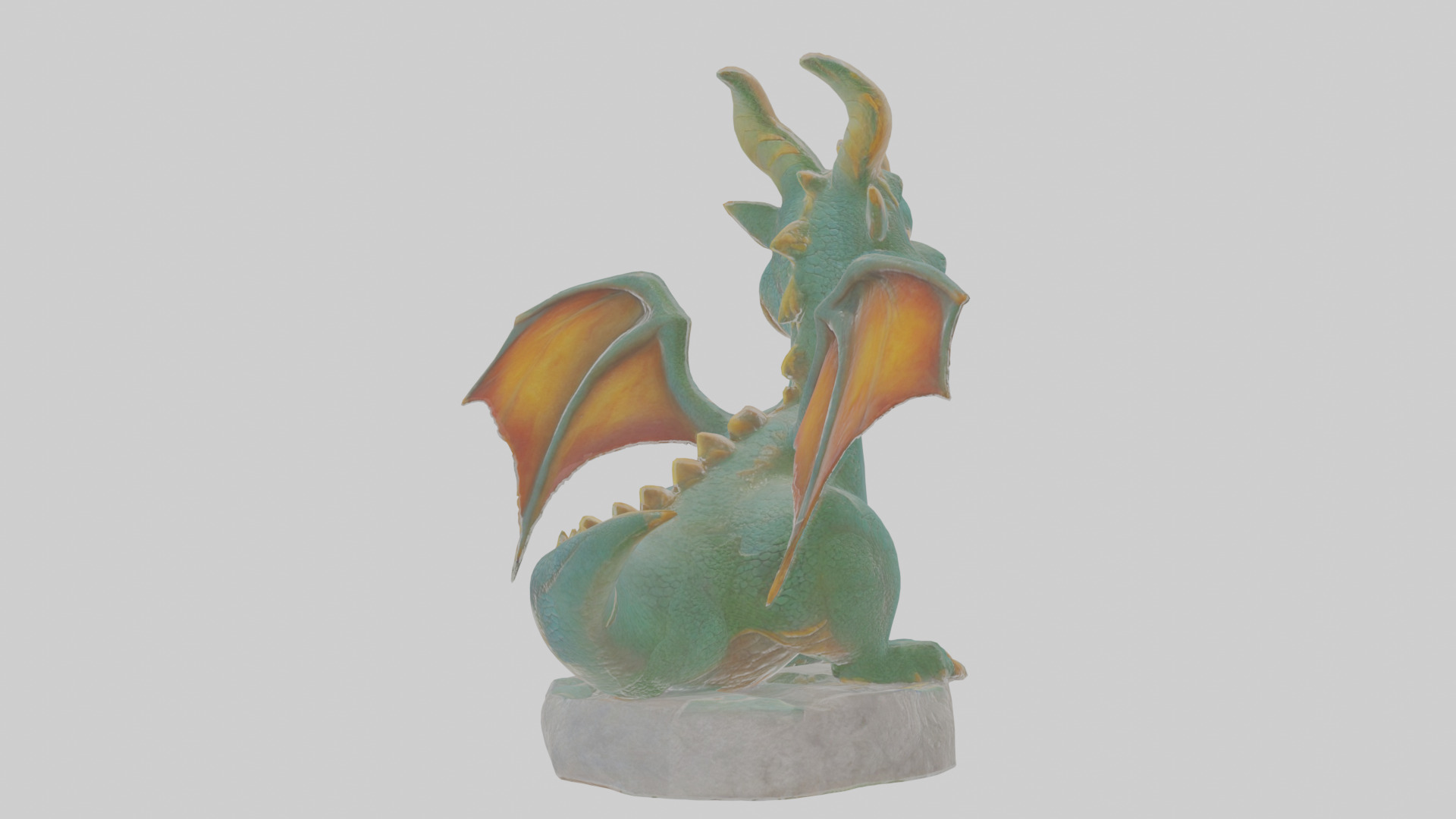 Cartoon Dragon Statue Low-poly 3D model_4