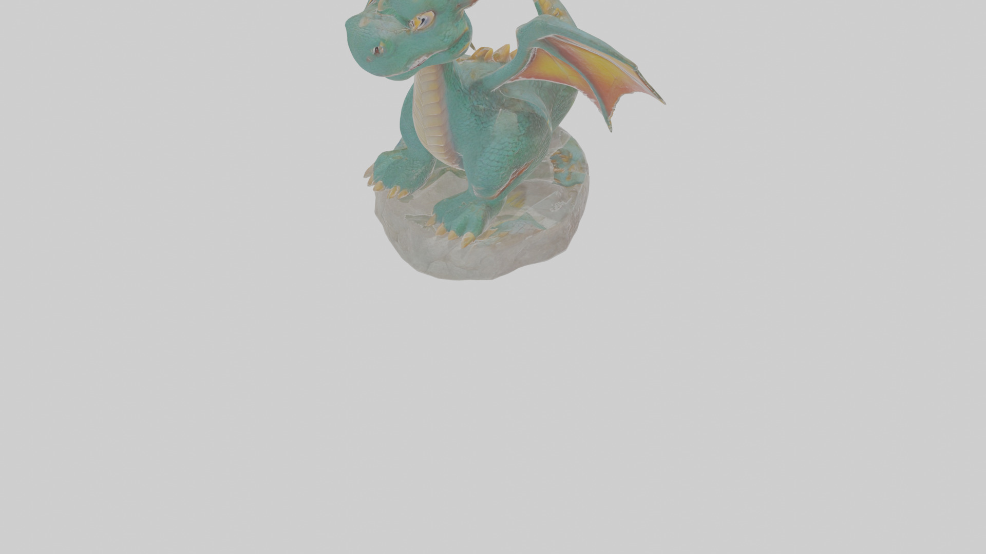 Cartoon Dragon Statue Low-poly 3D model_9