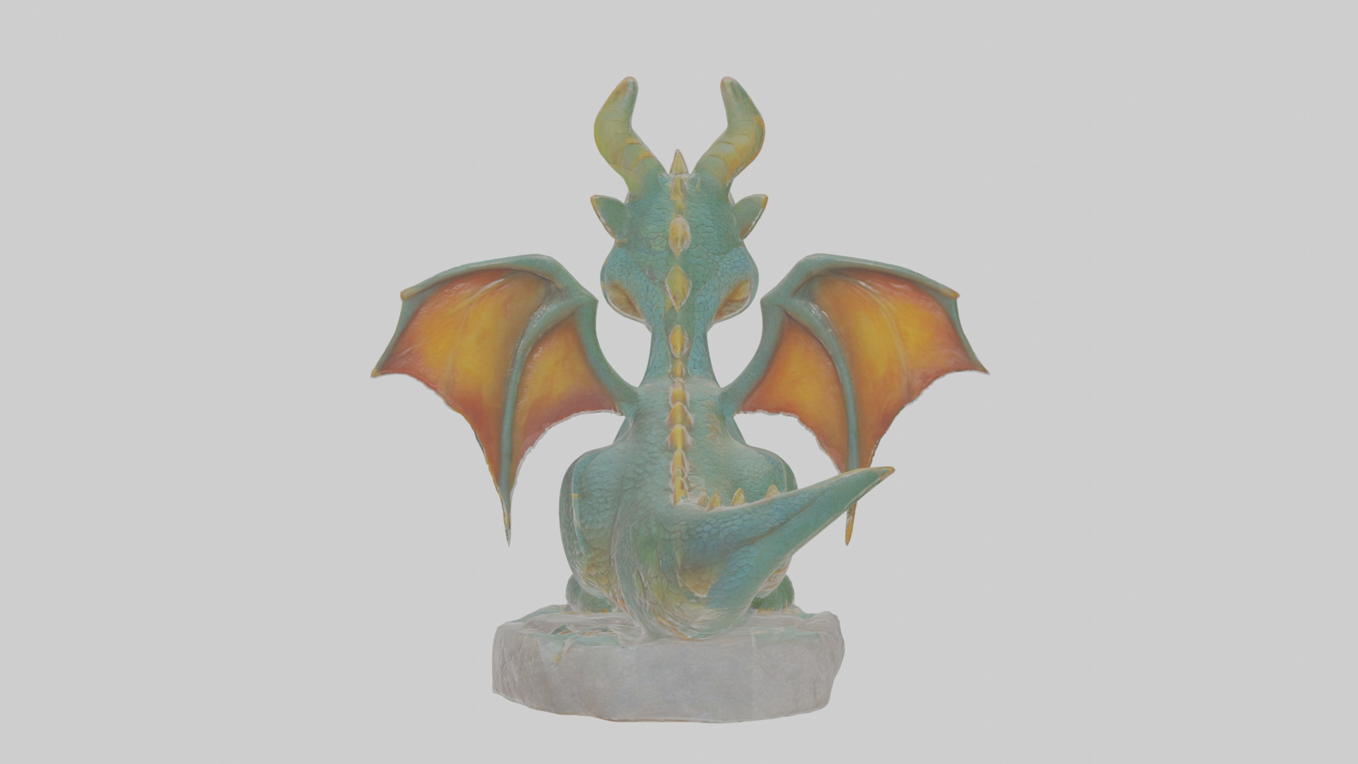 Cartoon Dragon Statue Low-poly 3D model_1