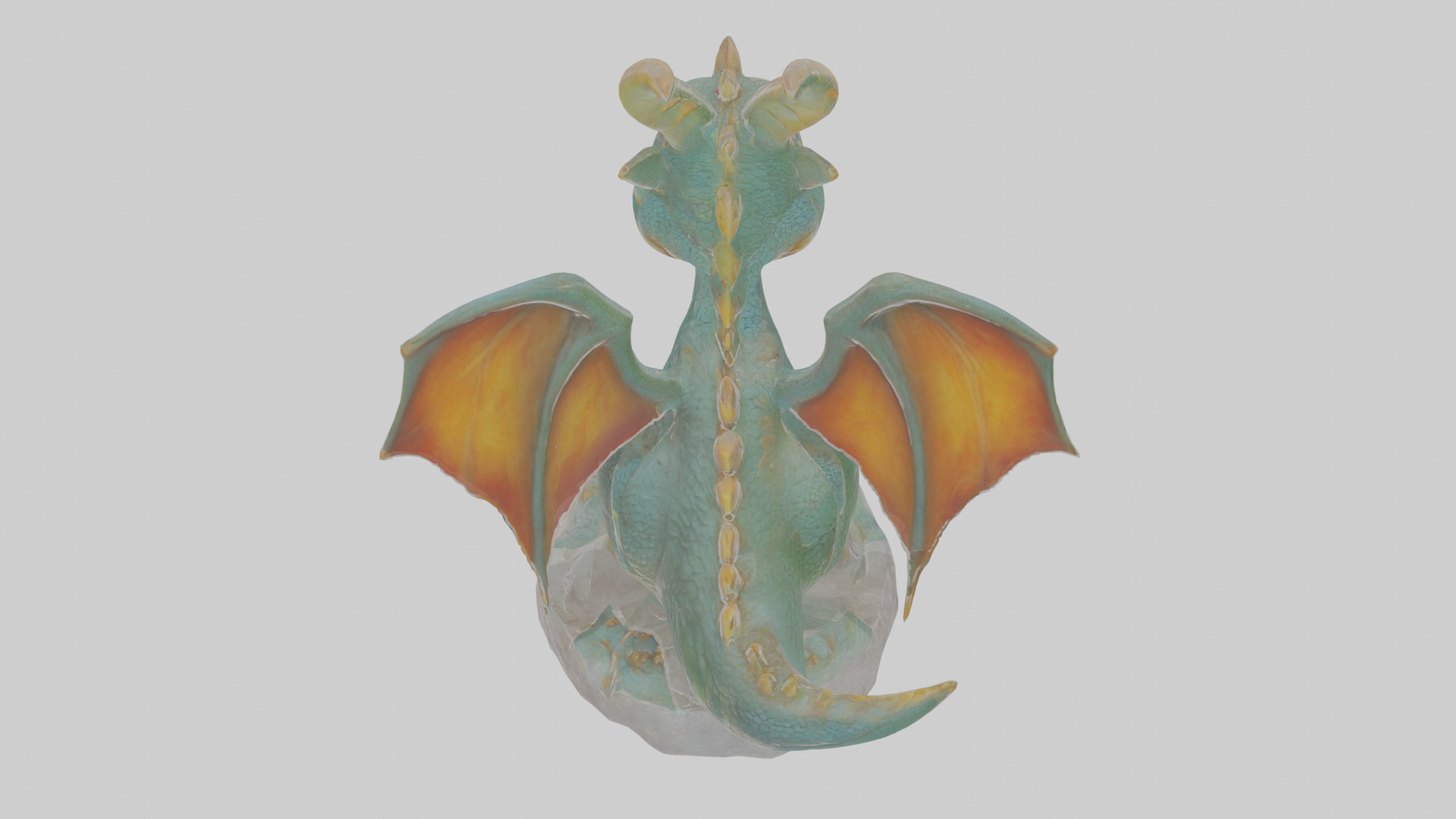 Cartoon Dragon Statue Low-poly 3D model_24