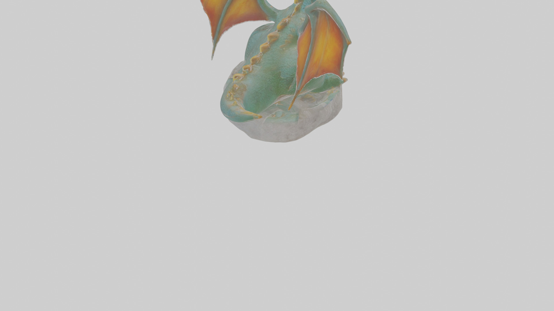 Cartoon Dragon Statue Low-poly 3D model_7