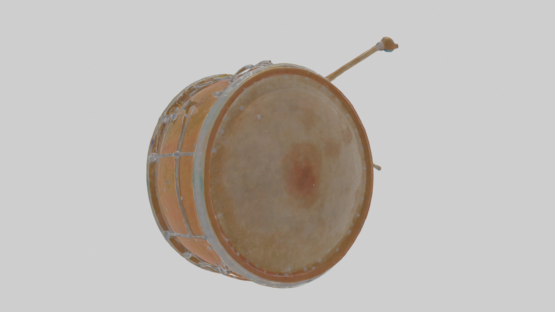 Cartoon Drum Low-poly 3D model_1