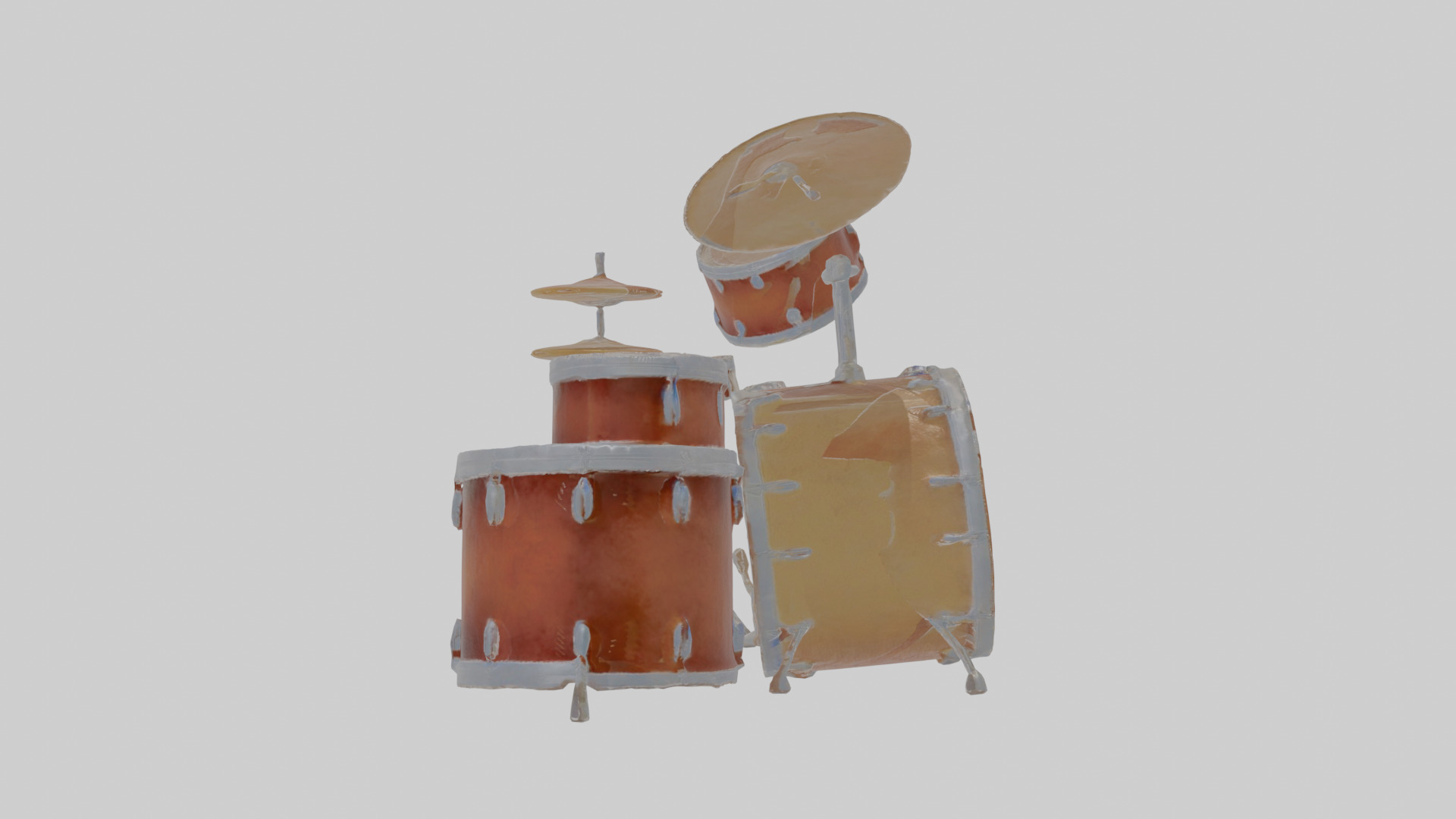 Cartoon Drum Set Low-poly 3D model_20