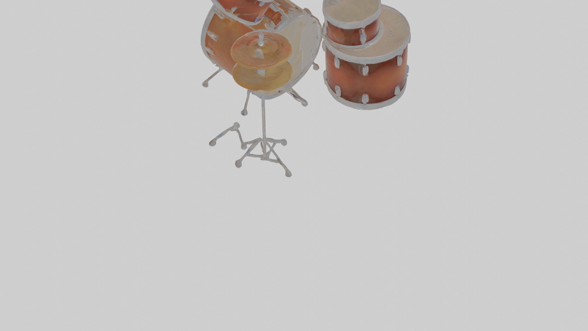 Cartoon Drum Set Low-poly 3D model_6
