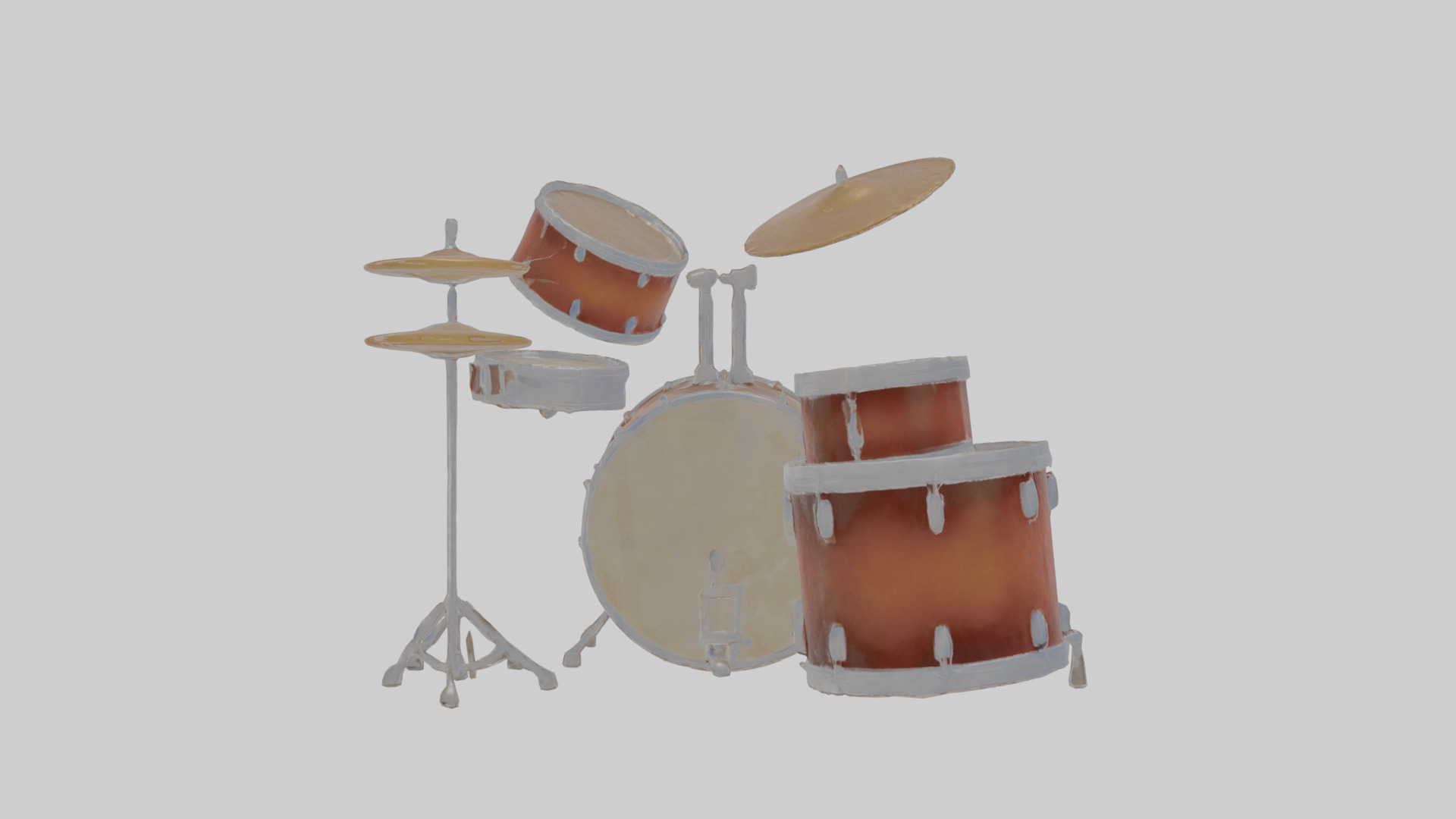 Cartoon Drum Set Low-poly 3D model_1
