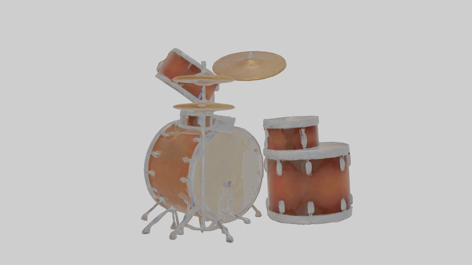 Cartoon Drum Set Low-poly 3D model_2