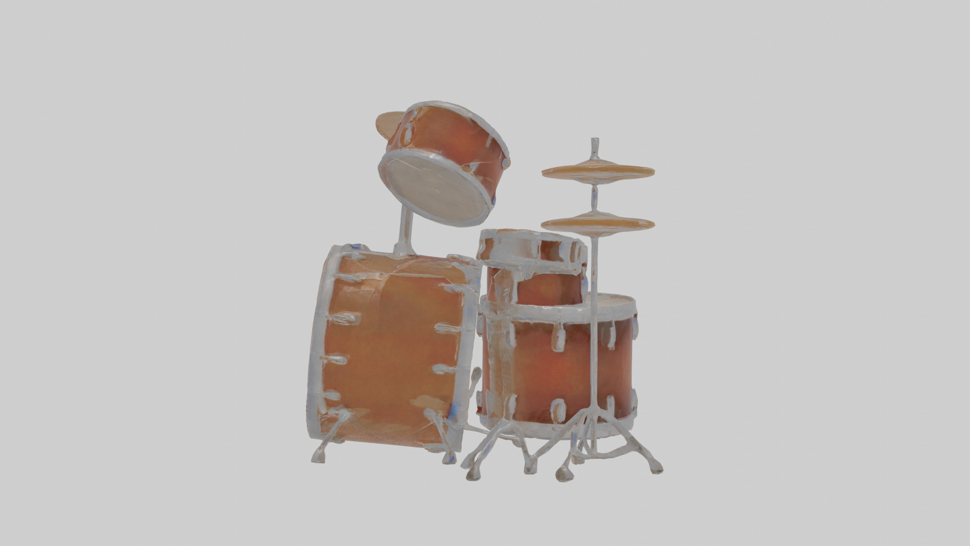 Cartoon Drum Set Low-poly 3D model_19