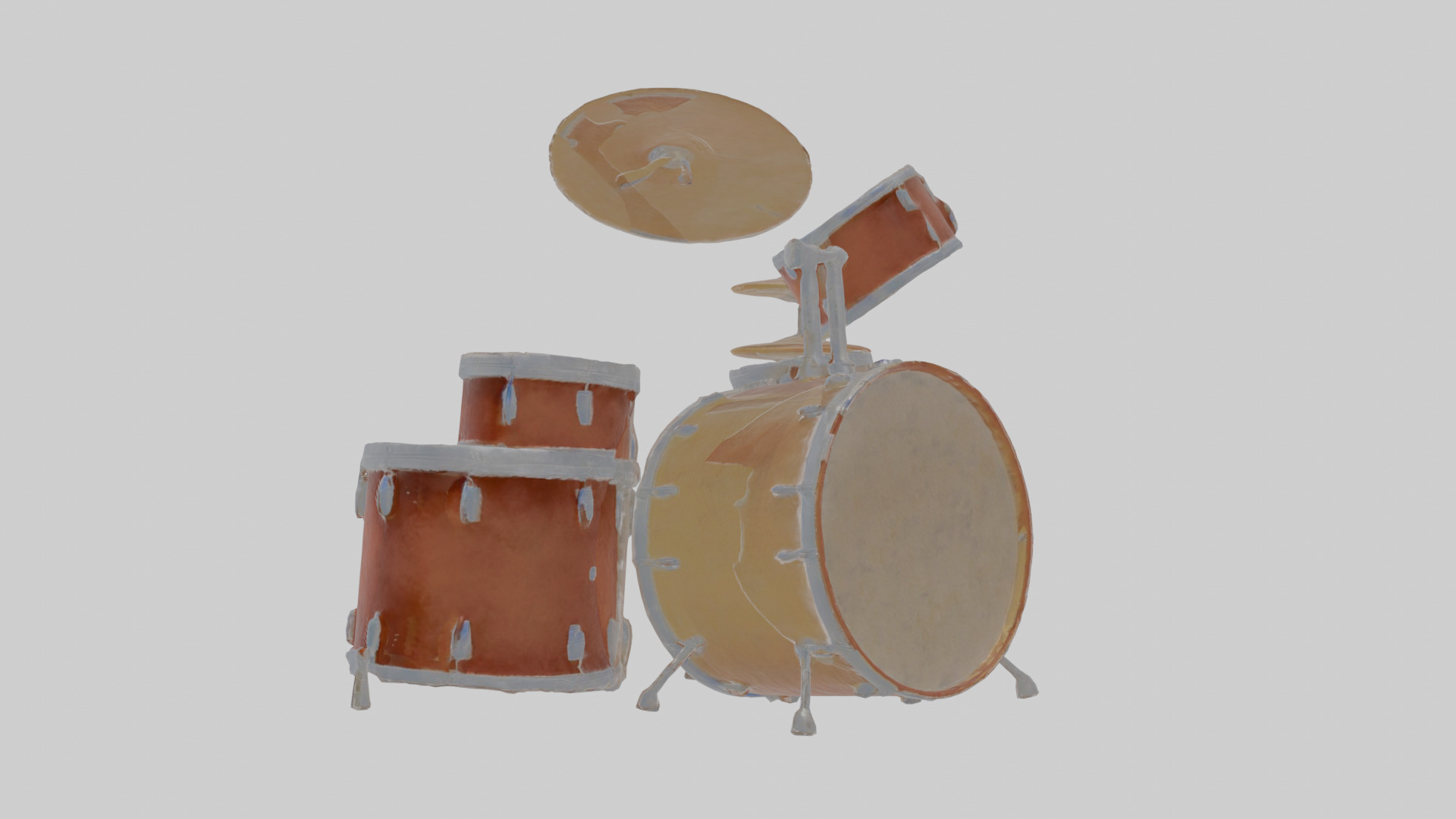 Cartoon Drum Set Low-poly 3D model_13