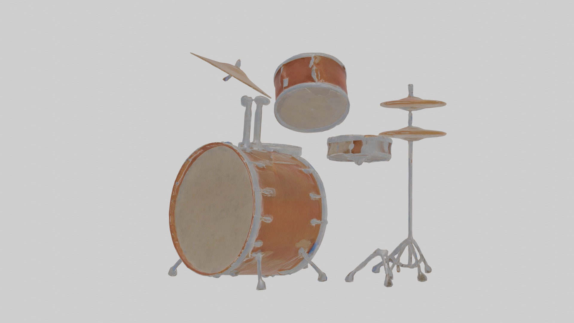 Cartoon Drum Set Low-poly 3D model_15