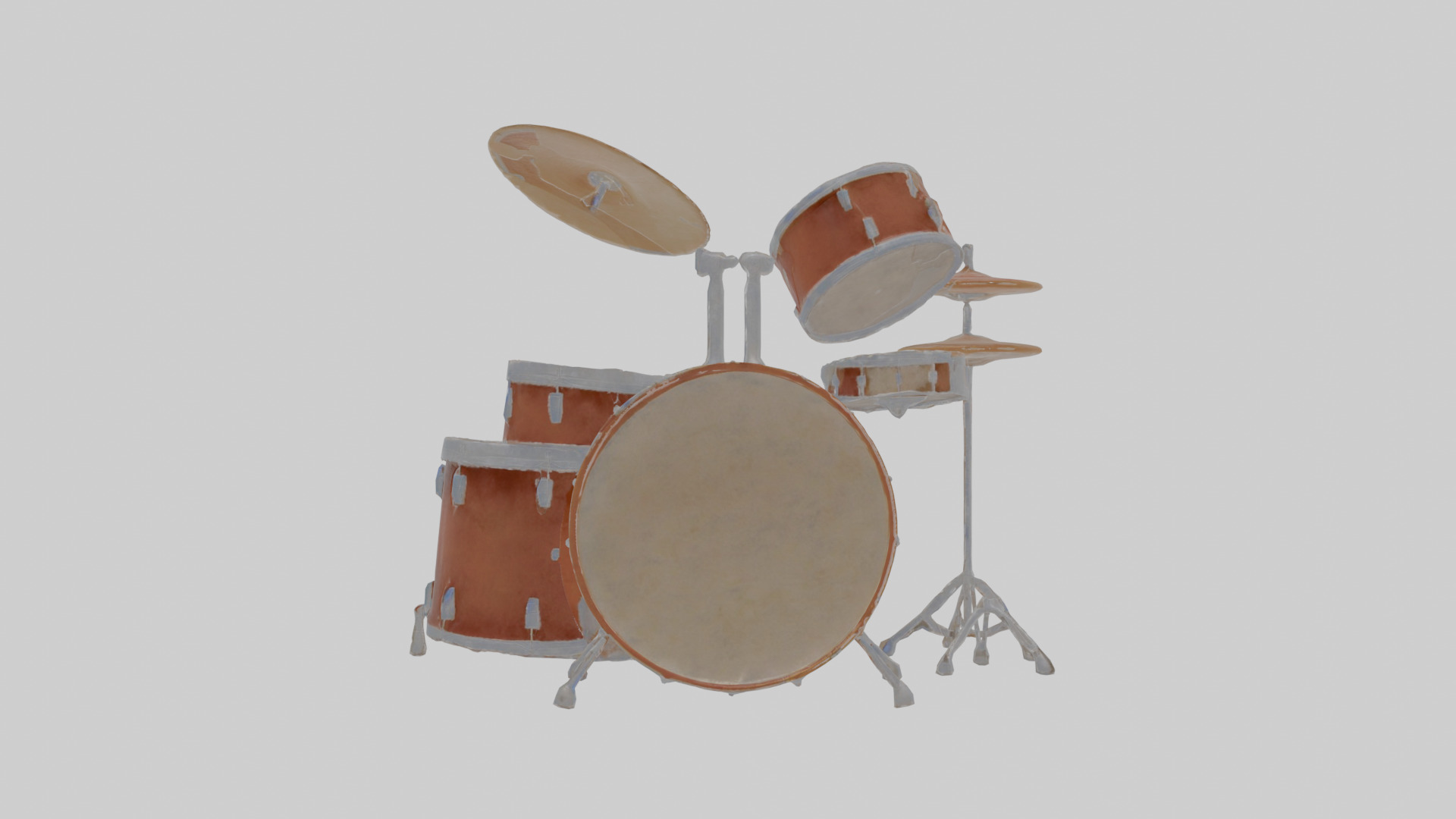 Cartoon Drum Set Low-poly 3D model_16