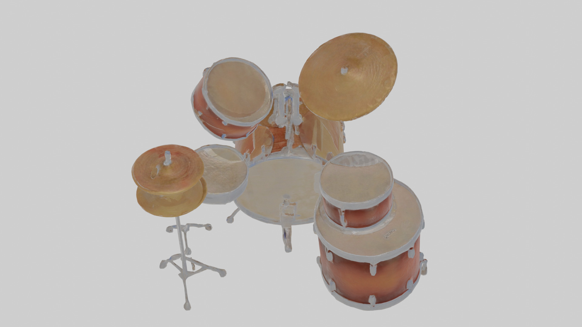 Cartoon Drum Set Low-poly 3D model_23