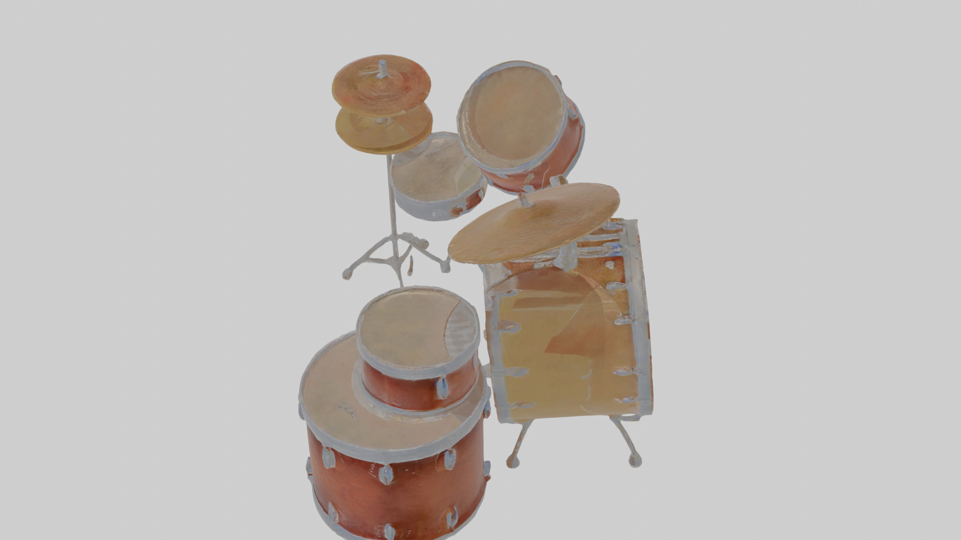 Cartoon Drum Set Low-poly 3D model_27