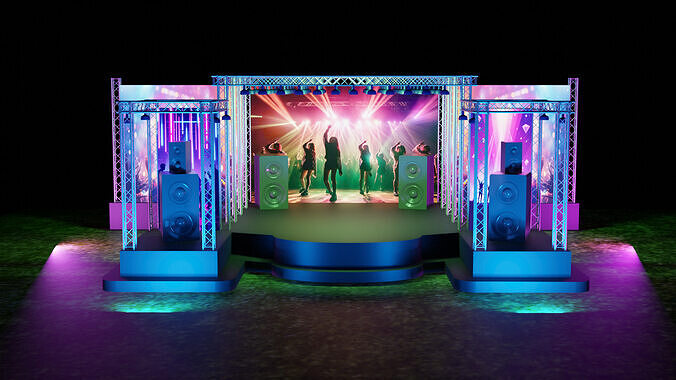 A concert music stage 3D model 3D model