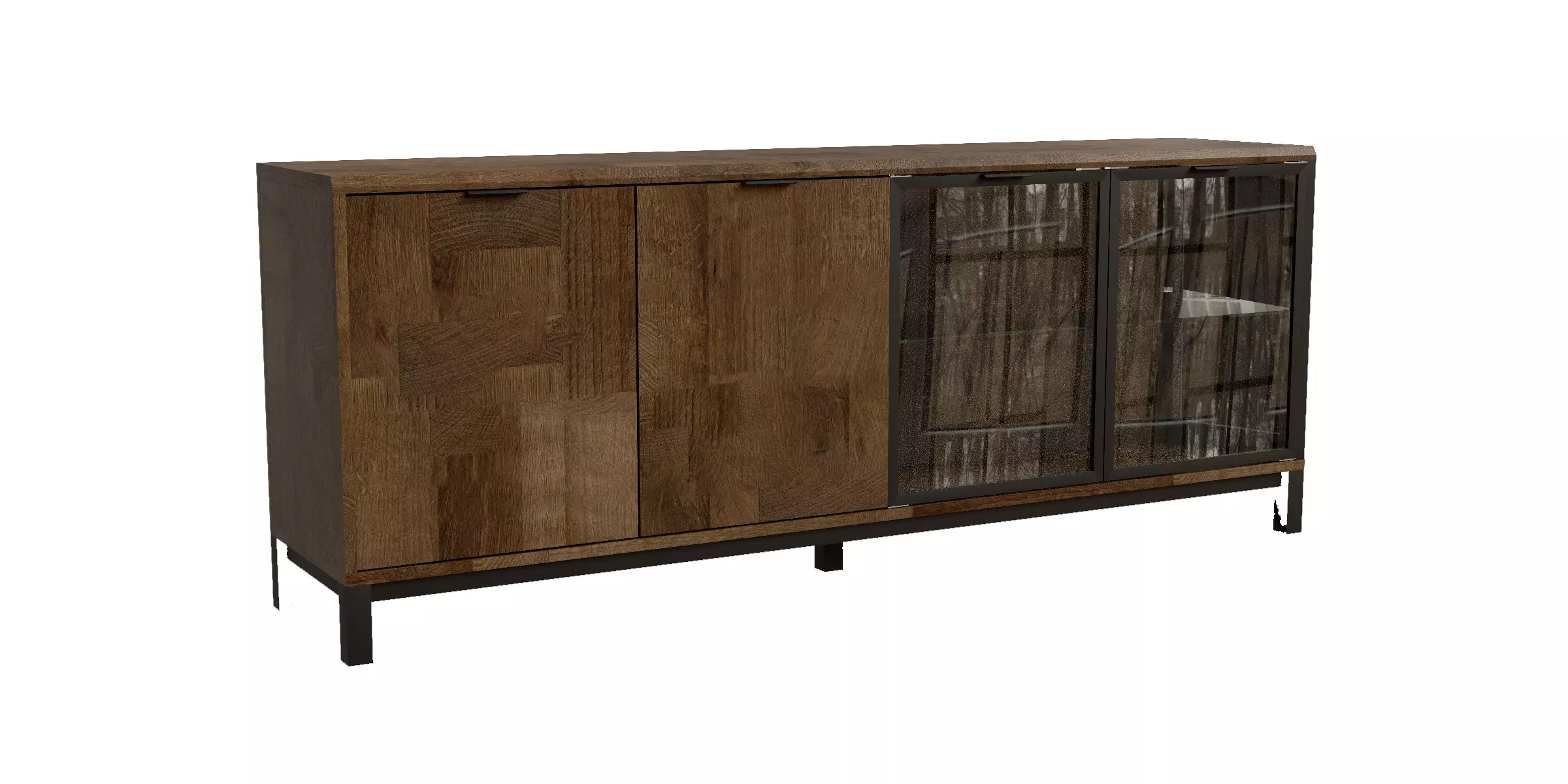 Dark Bronx Glass Lit Sideboard Low-poly 3D model