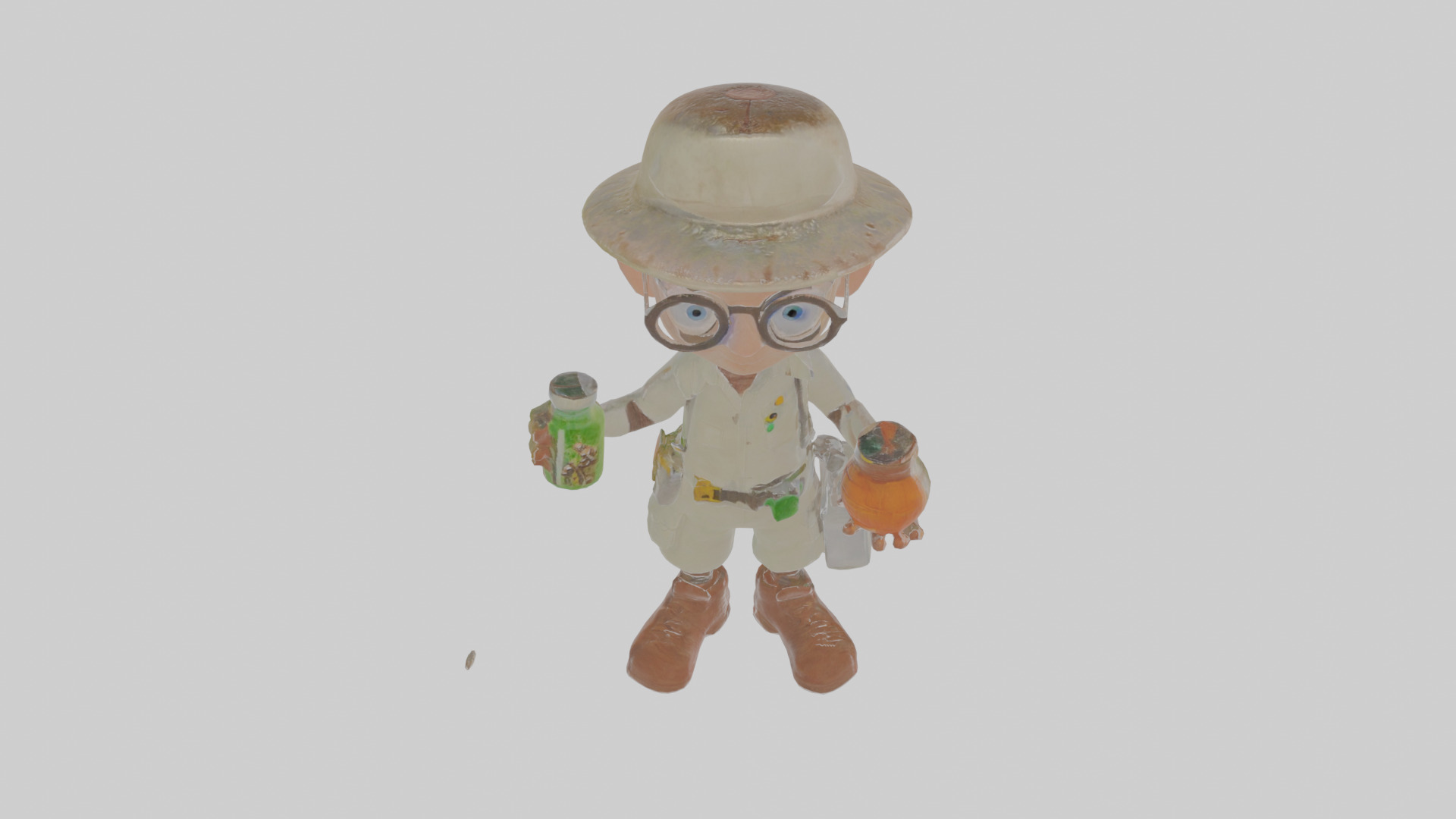 Cartoon Edgar the Entomologist with strange specimens Model Low-poly 3D model_25