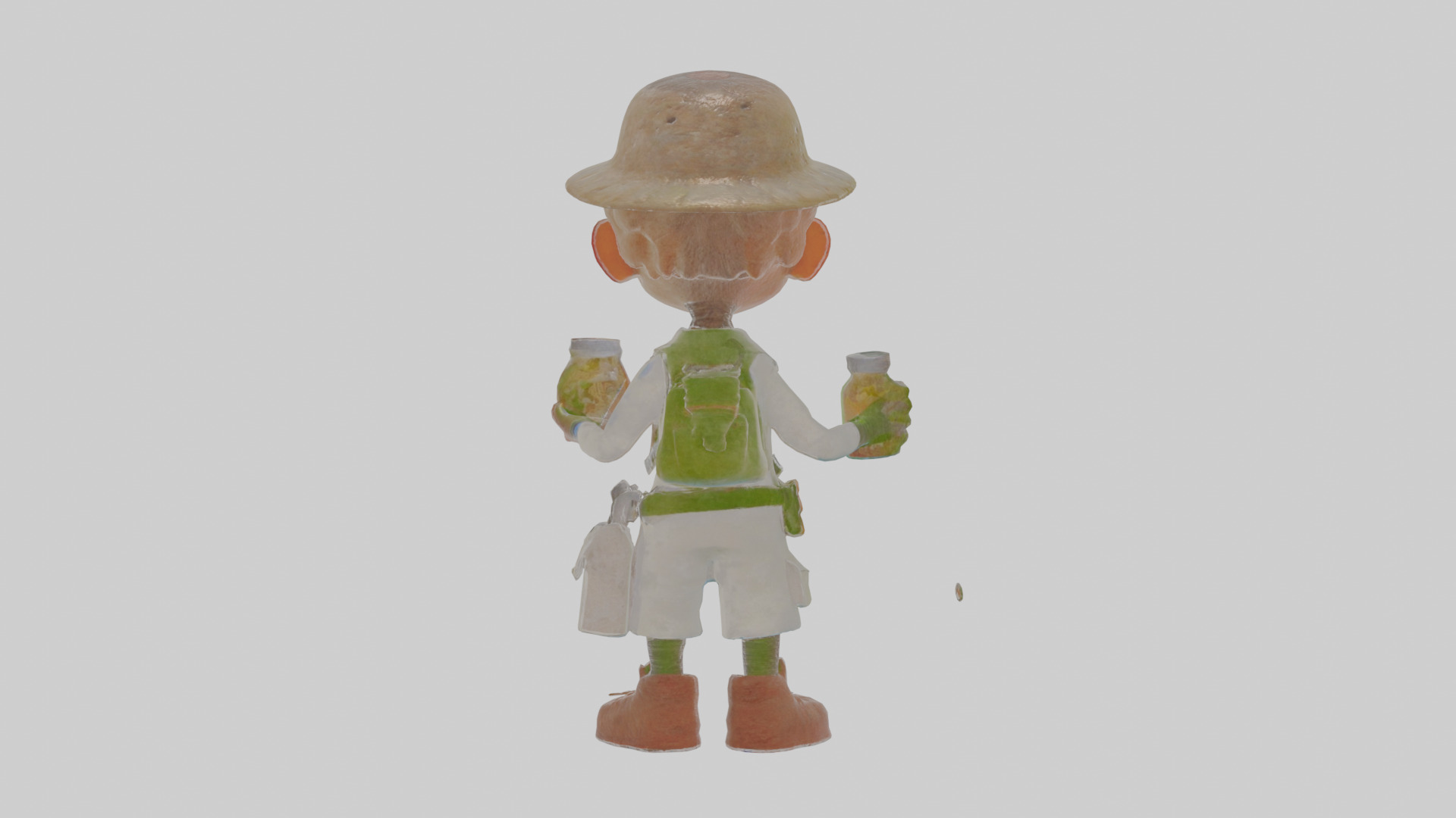 Cartoon Edgar the Entomologist with strange specimens Model Low-poly 3D model_1
