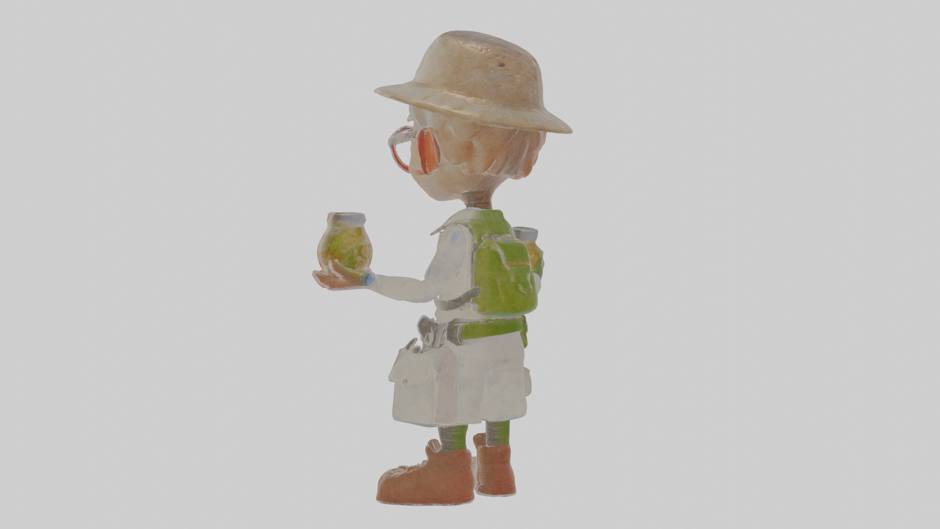 Cartoon Edgar the Entomologist with strange specimens Model Low-poly 3D model_3