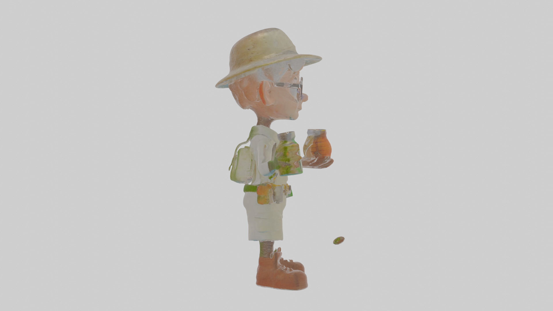 Cartoon Edgar the Entomologist with strange specimens Model Low-poly 3D model_19