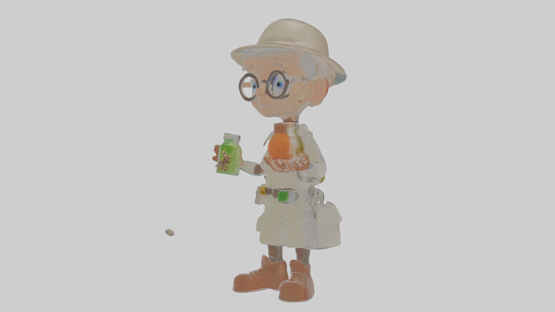 Cartoon Edgar the Entomologist with strange specimens Model Low-poly 3D model_16