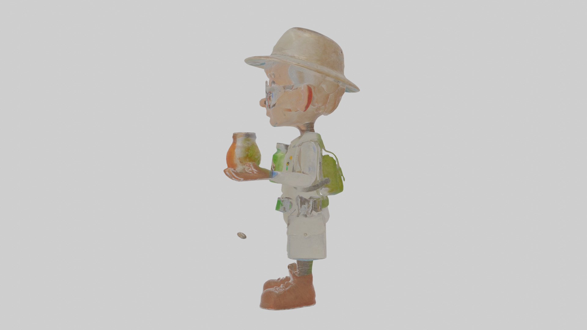 Cartoon Edgar the Entomologist with strange specimens Model Low-poly 3D model_18