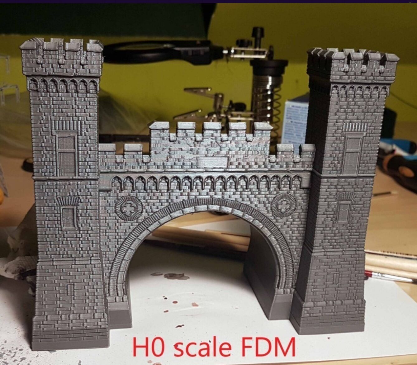 H0 scale German Tunnel Portal Weilburg North - resin 3D print model_1
