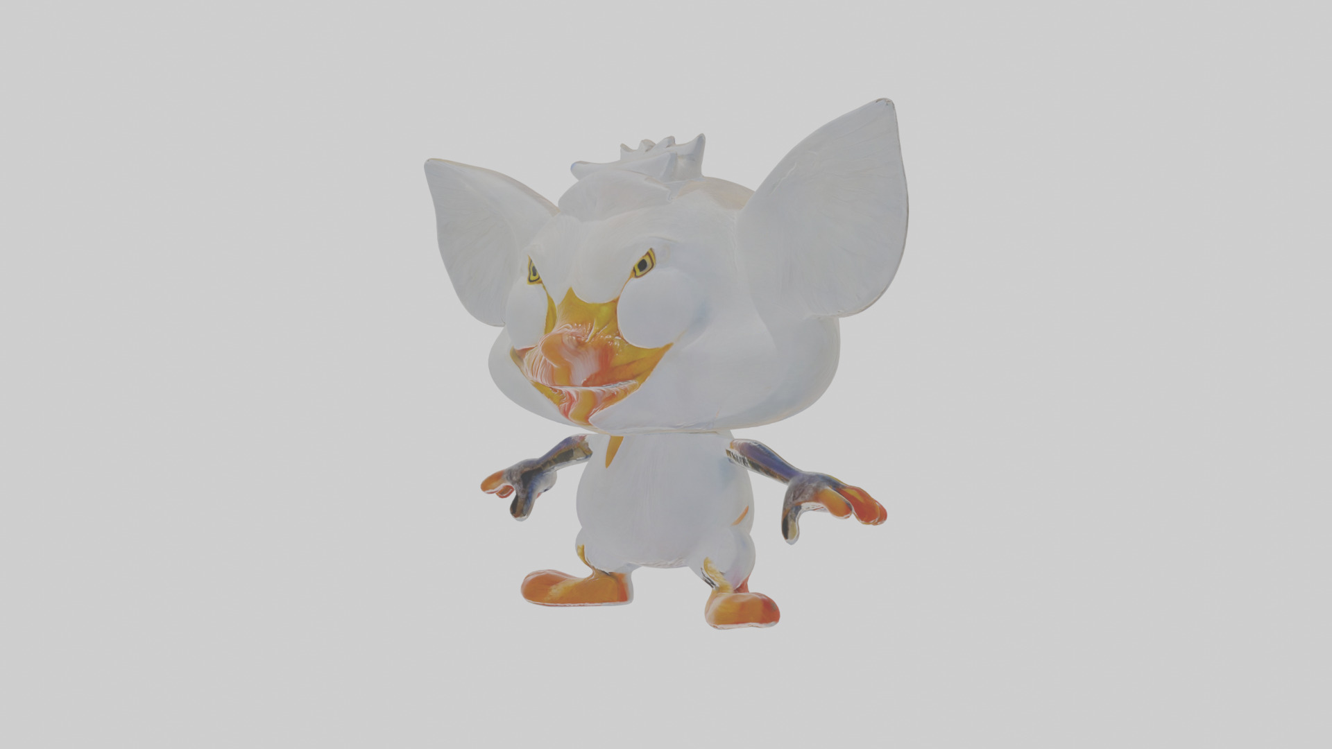 Cartoon Egret Low-poly 3D model_12