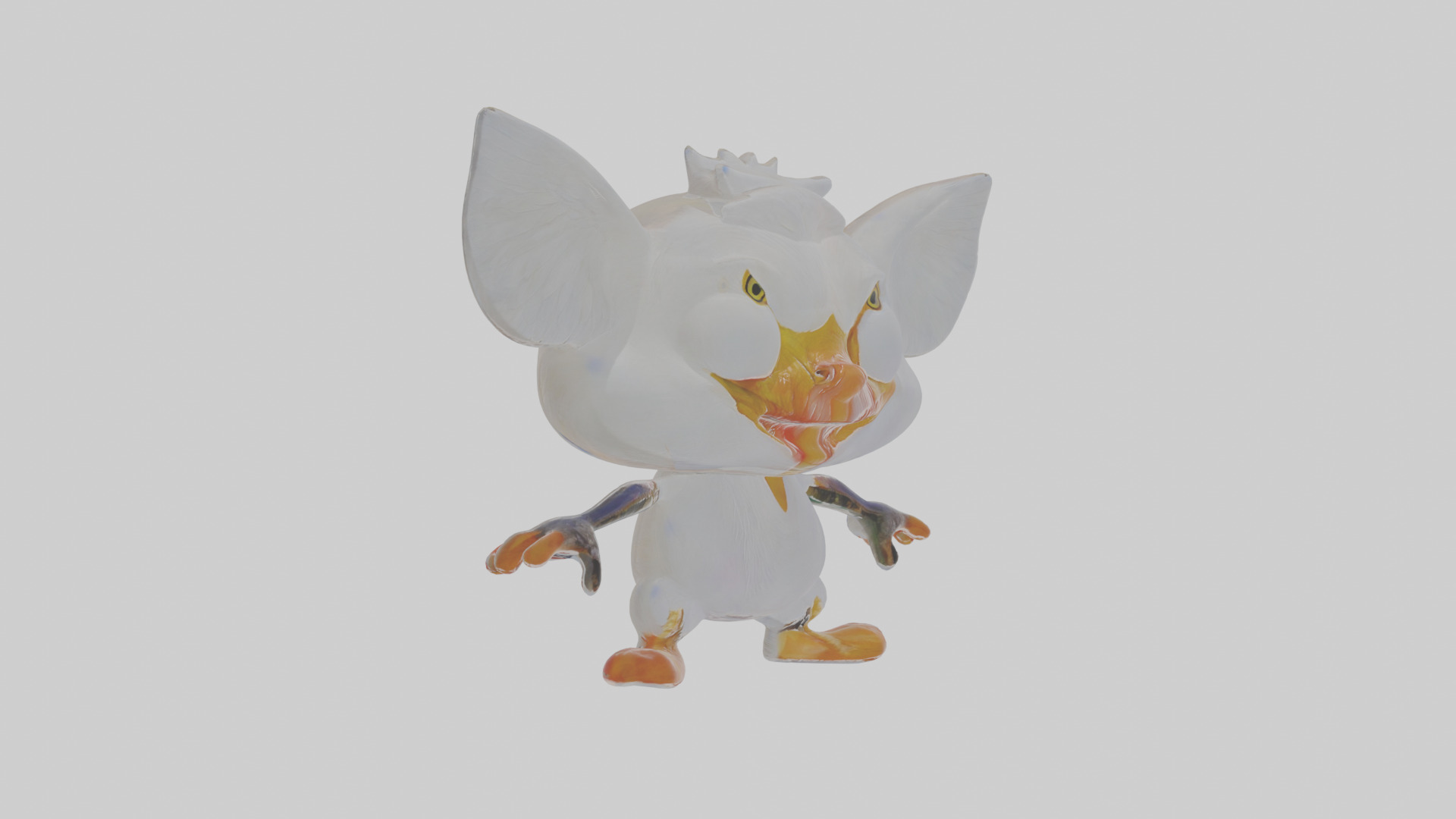 Cartoon Egret Low-poly 3D model_11