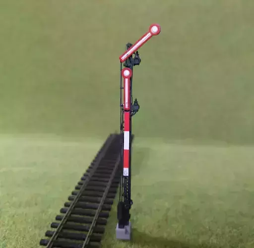 H0 Double-arm railway semaphore 8m clear way static - resin