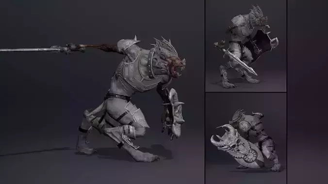 Ember Swordman Damaged Low-poly 3D model