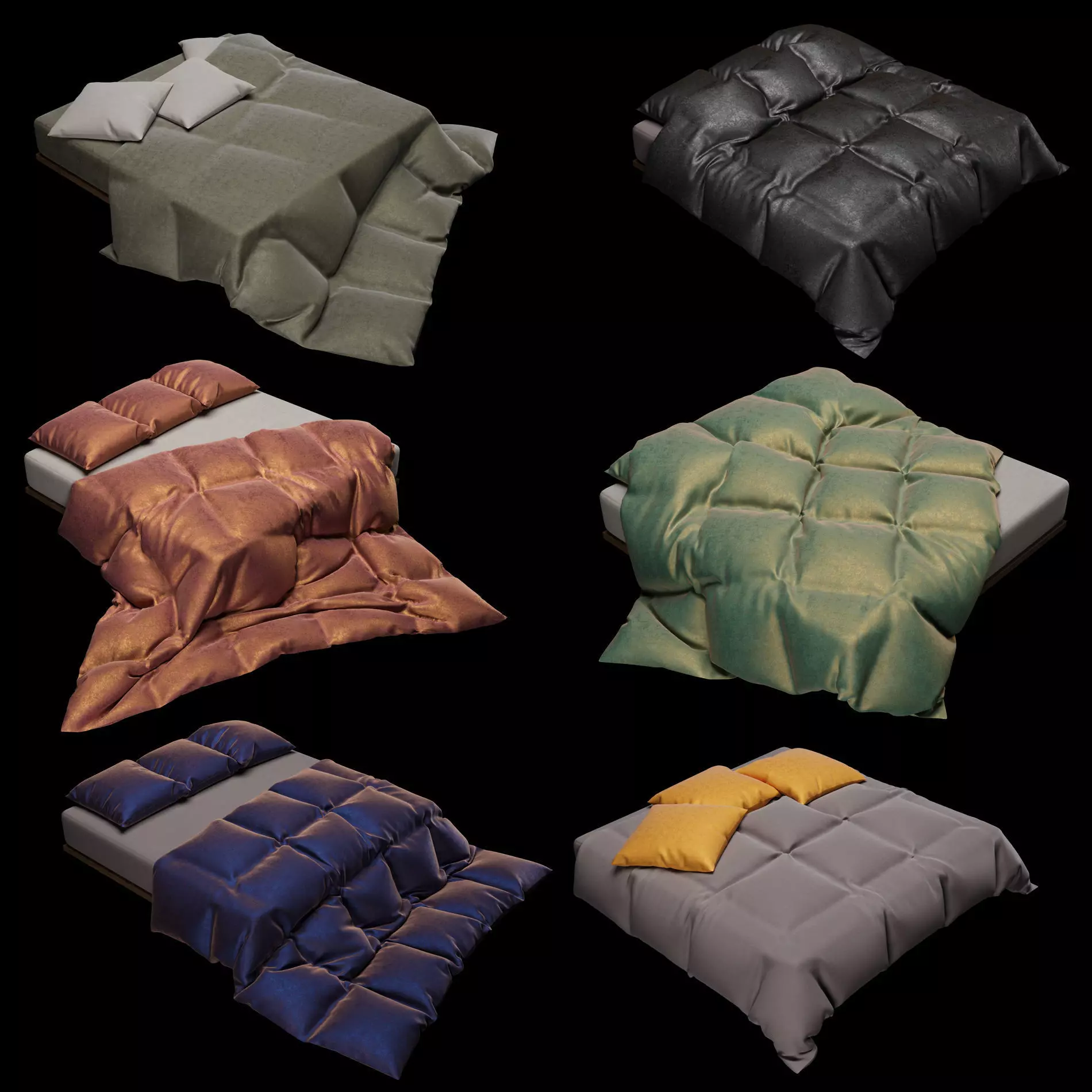 Bed Sheets Pack 02 3D model_0