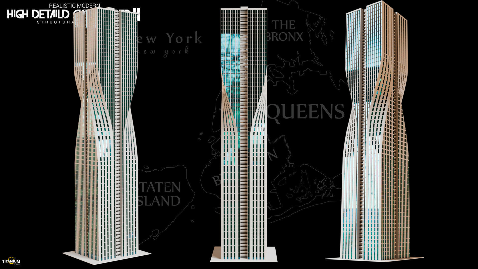 High Detailed City Skyscraper Buildings Model Pack Low-poly 3D model_11