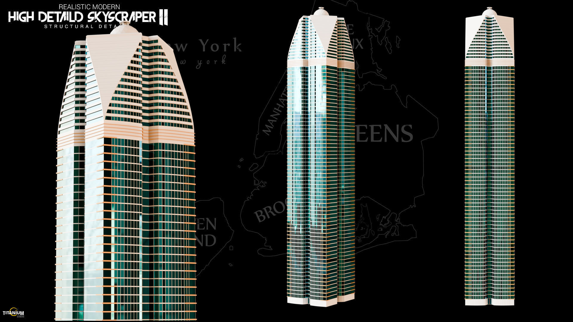 High Detailed City Skyscraper Buildings Model Pack Low-poly 3D model_13