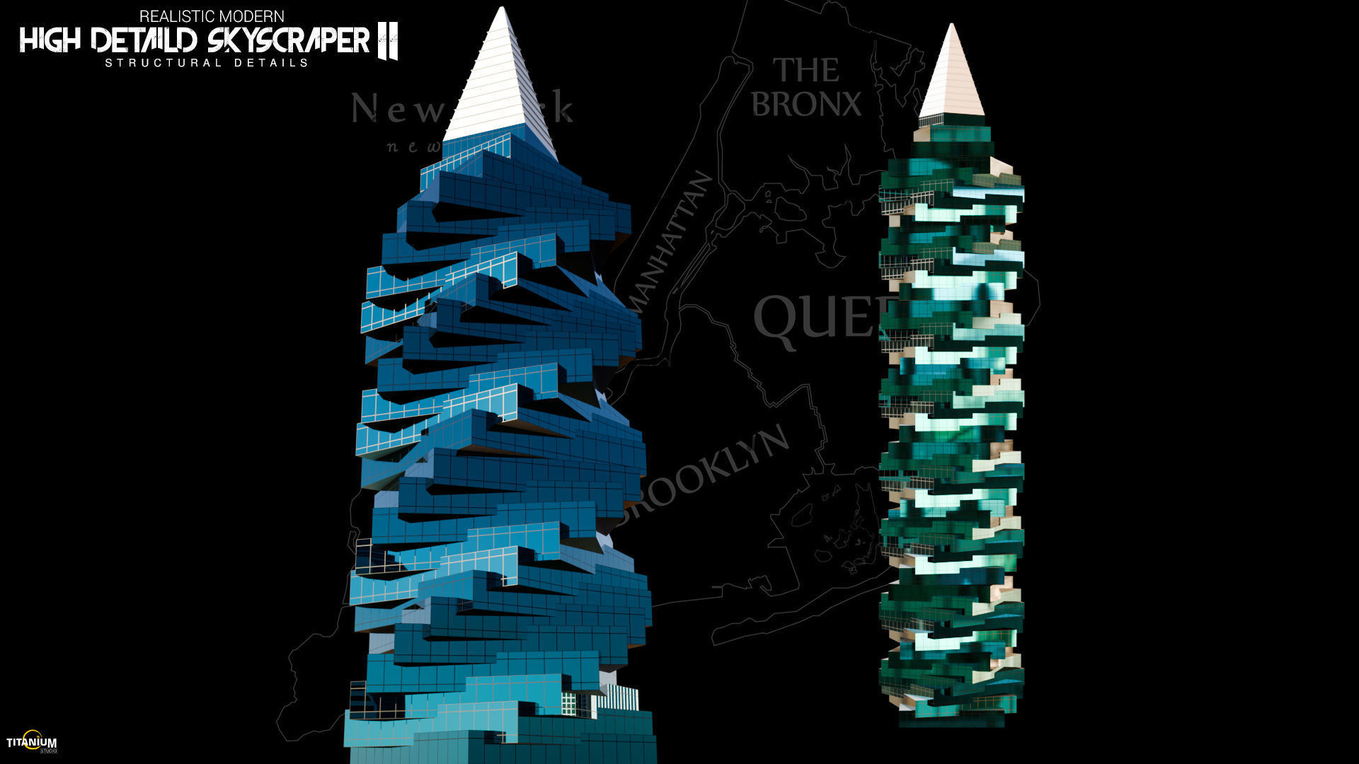 High Detailed City Skyscraper Buildings Model Pack Low-poly 3D model_5