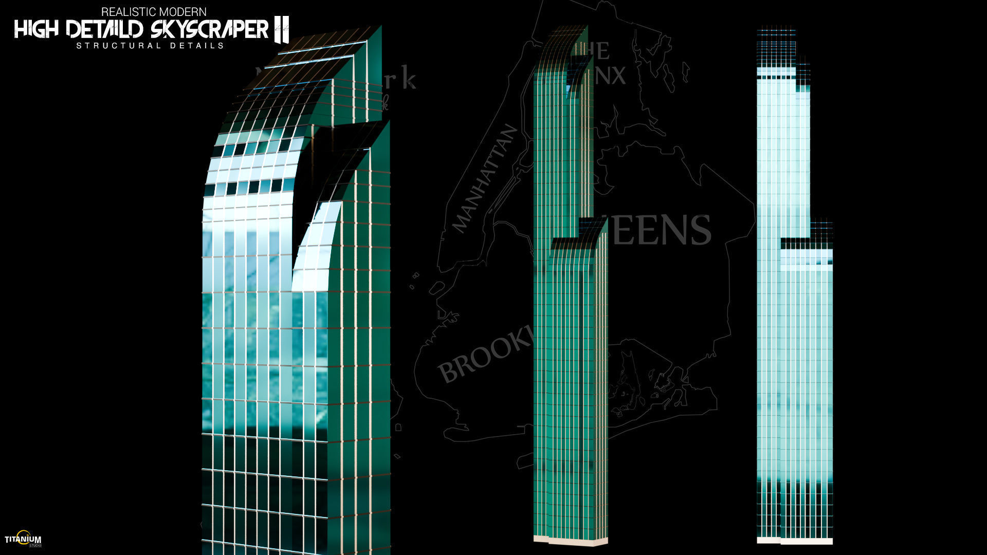 High Detailed City Skyscraper Buildings Model Pack Low-poly 3D model_9