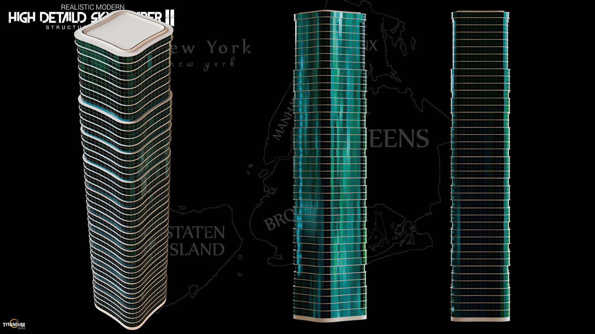 High Detailed City Skyscraper Buildings Model Pack Low-poly 3D model_1