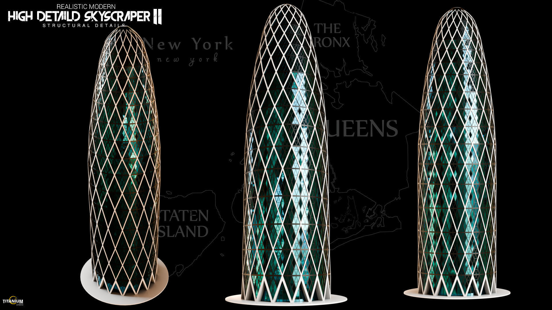 High Detailed City Skyscraper Buildings Model Pack Low-poly 3D model_3