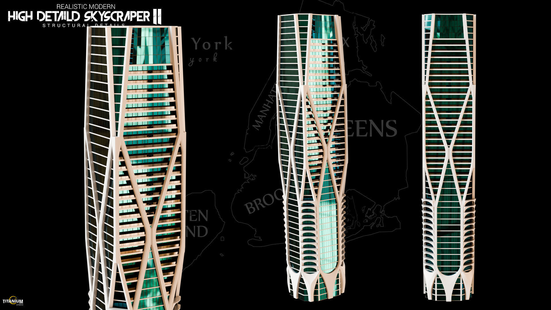 High Detailed City Skyscraper Buildings Model Pack Low-poly 3D model_12