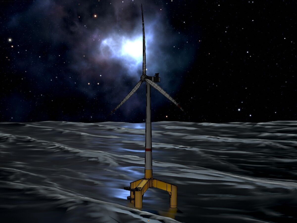 Wind turbine with Tripile Offshore Foundation V1 H-120 RD160 m Low-poly 3D model_7